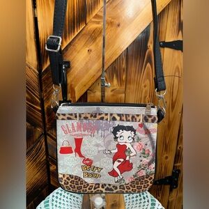 Betty Boop Glamour Crossbody Bag with Leopard and Red Accents